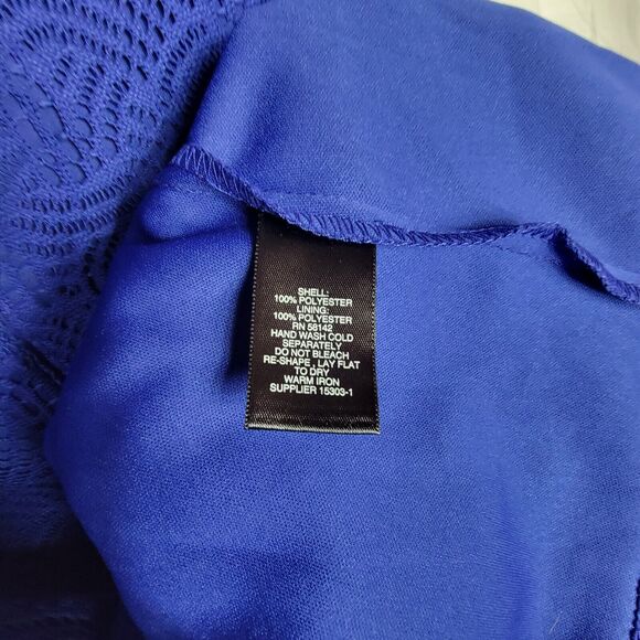 Liz Claiborne Blue Short Cap Sleeve Crochet Lace Dress Women's Size 6 - Picture 11 of 11